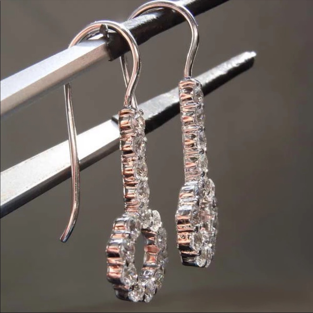 *NEW*Women’s 925 Silver Dangle Drop Hoop Earrings - Picture 5 of 6